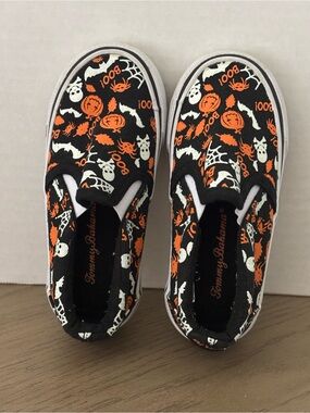 Tommy Bahama Childs Toddler Sz 9 Halloween Colors Glow In Dark Canvas Slip Ons